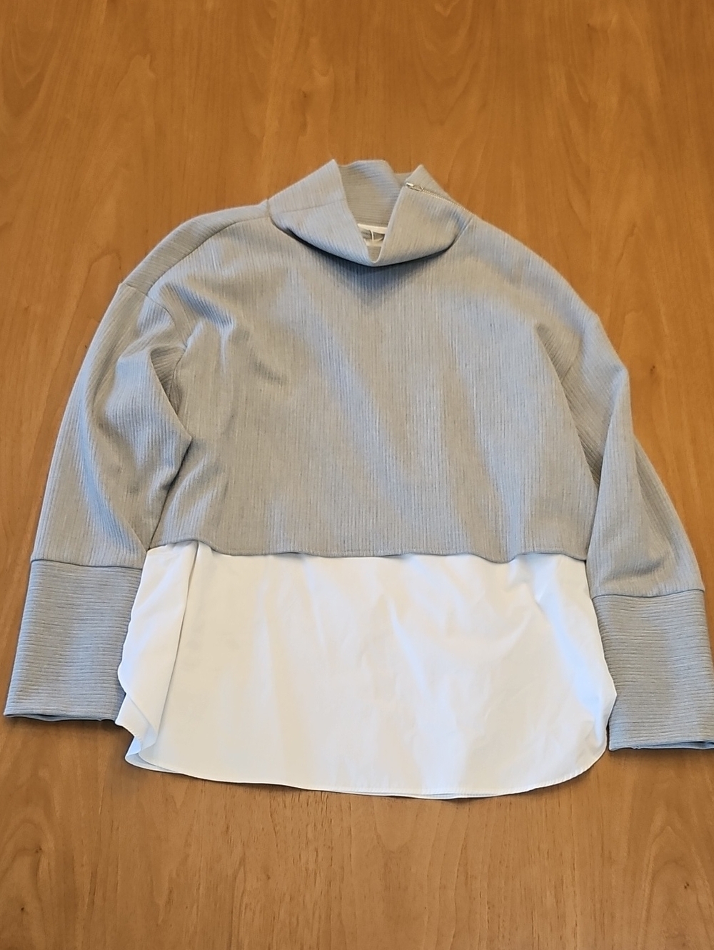 Zara Trafaluc Light Gray Ribbed Top with Mock Neck